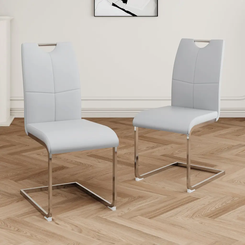 Modern Dining Chairs Faux Hide Padded Seat Dining Living Room youngmagic