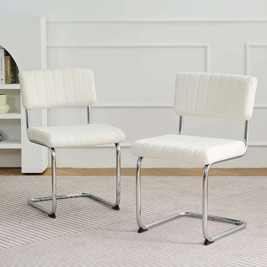 Modern Effortless Light Premium Dining Chair White Home Bedroom Stool youngmagic