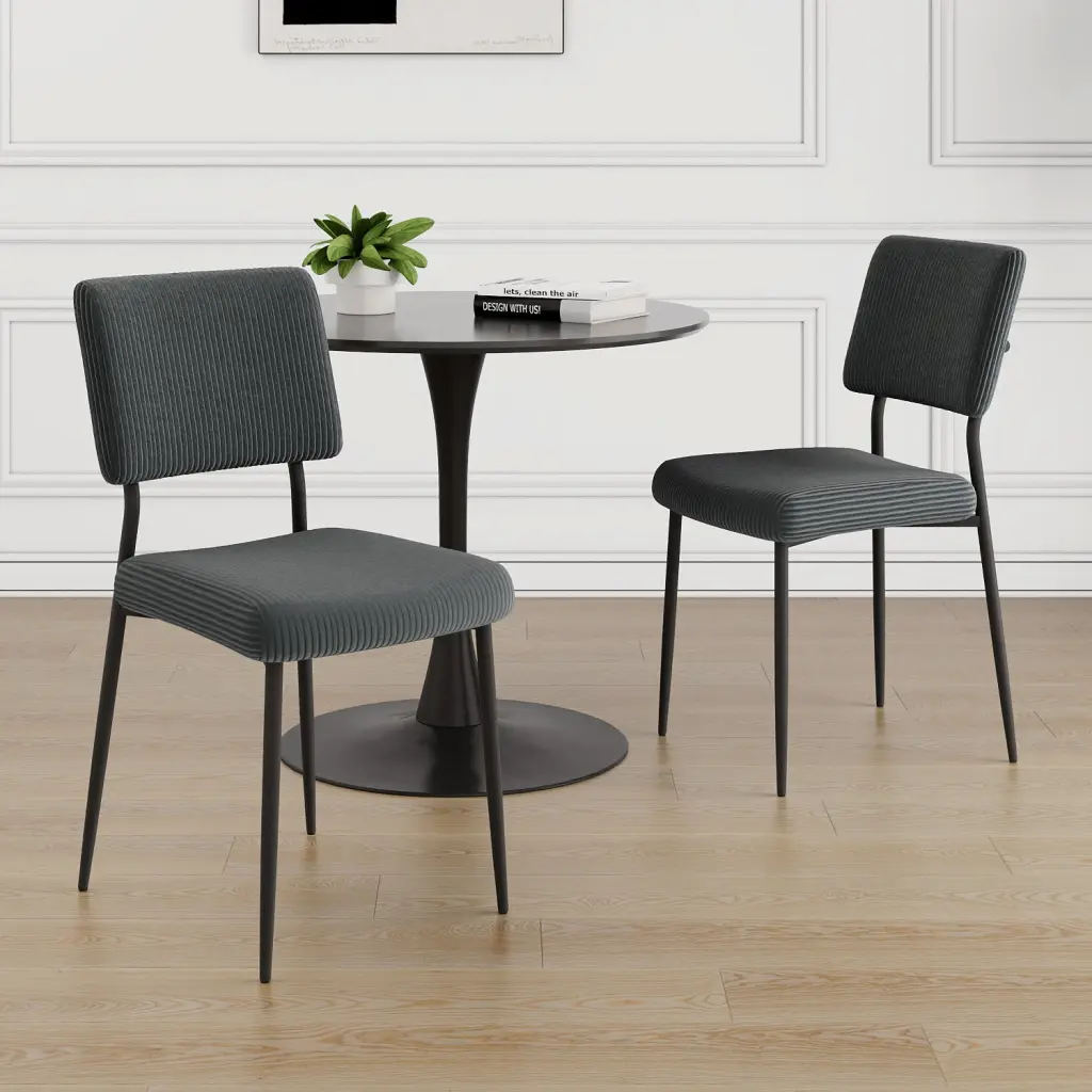Modern Grey Effortless Velvet Dining Chair Fabric Upholstered youngmagic