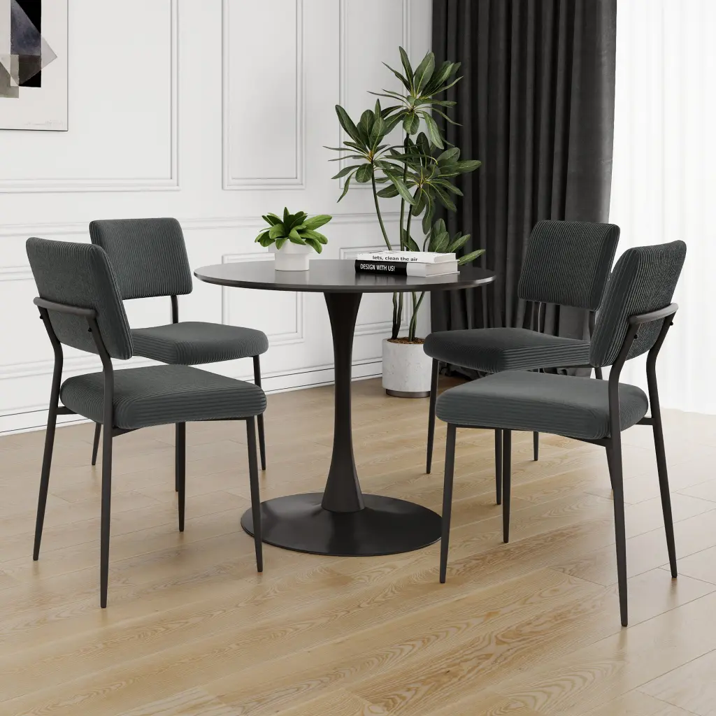 Modern Grey Velvet Upholstered Dining Chair Family and Guests youngmagic