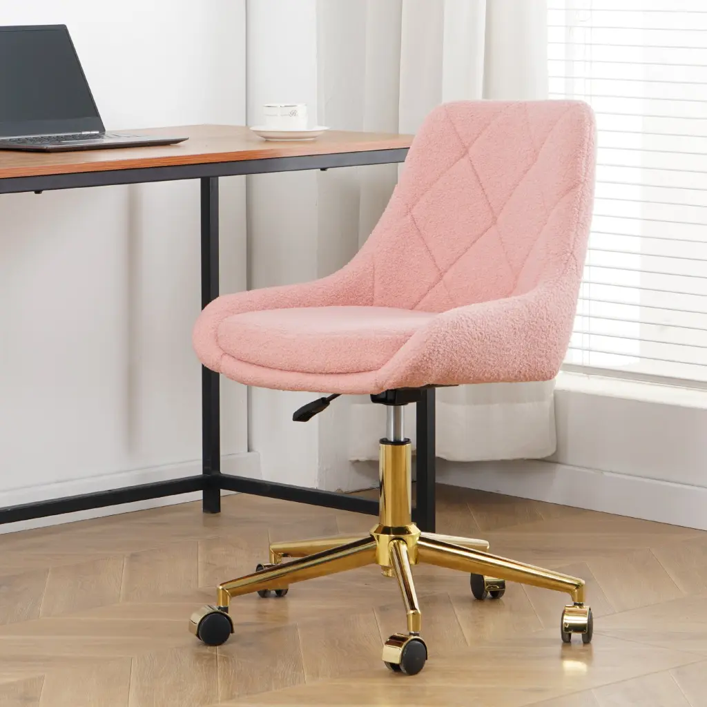 Modern Teddy Fleece Dining Chair Gold Legs Living Room Or Dining Room youngmagic