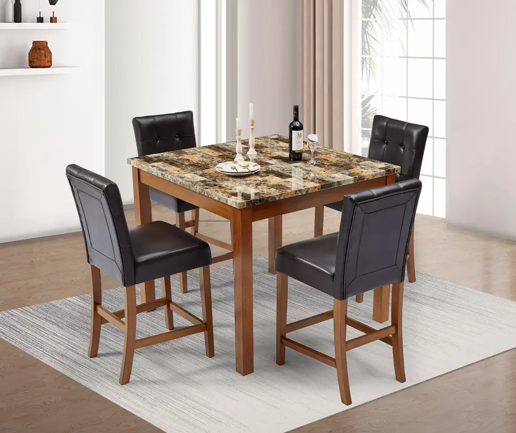 Nordic Square Dining Table And Chair Dark Coffee Brown Desk And Chair Set Modern Kitchen ching hing-furniture