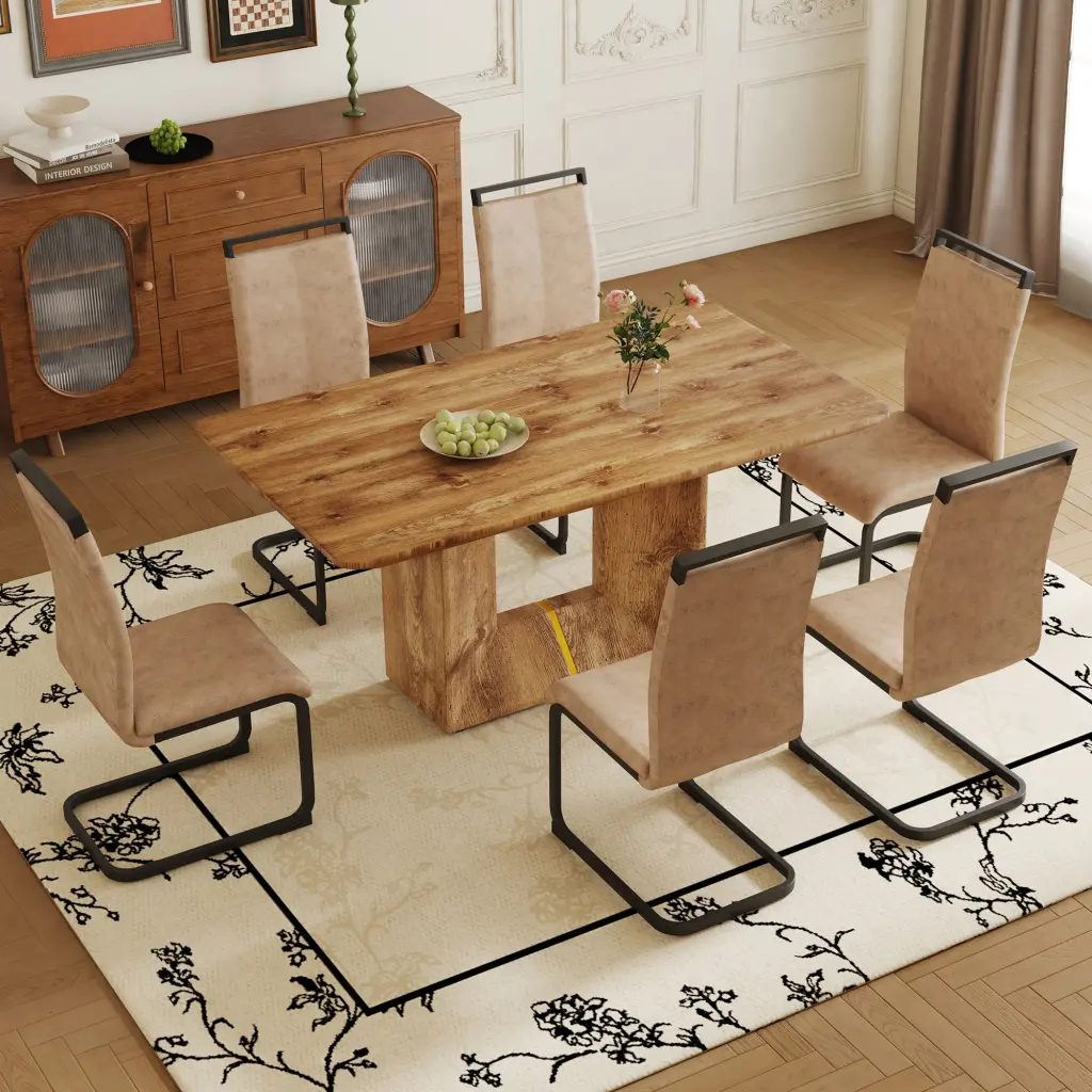 Modern Dining Table MDF Top And Beautiful MDF Chairs Set 4 droom w-1151