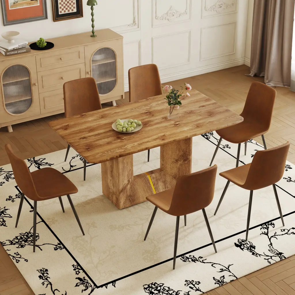 Modern Dining Table MDF Top And Beautiful MDF Chairs Set 4 droom w-1151