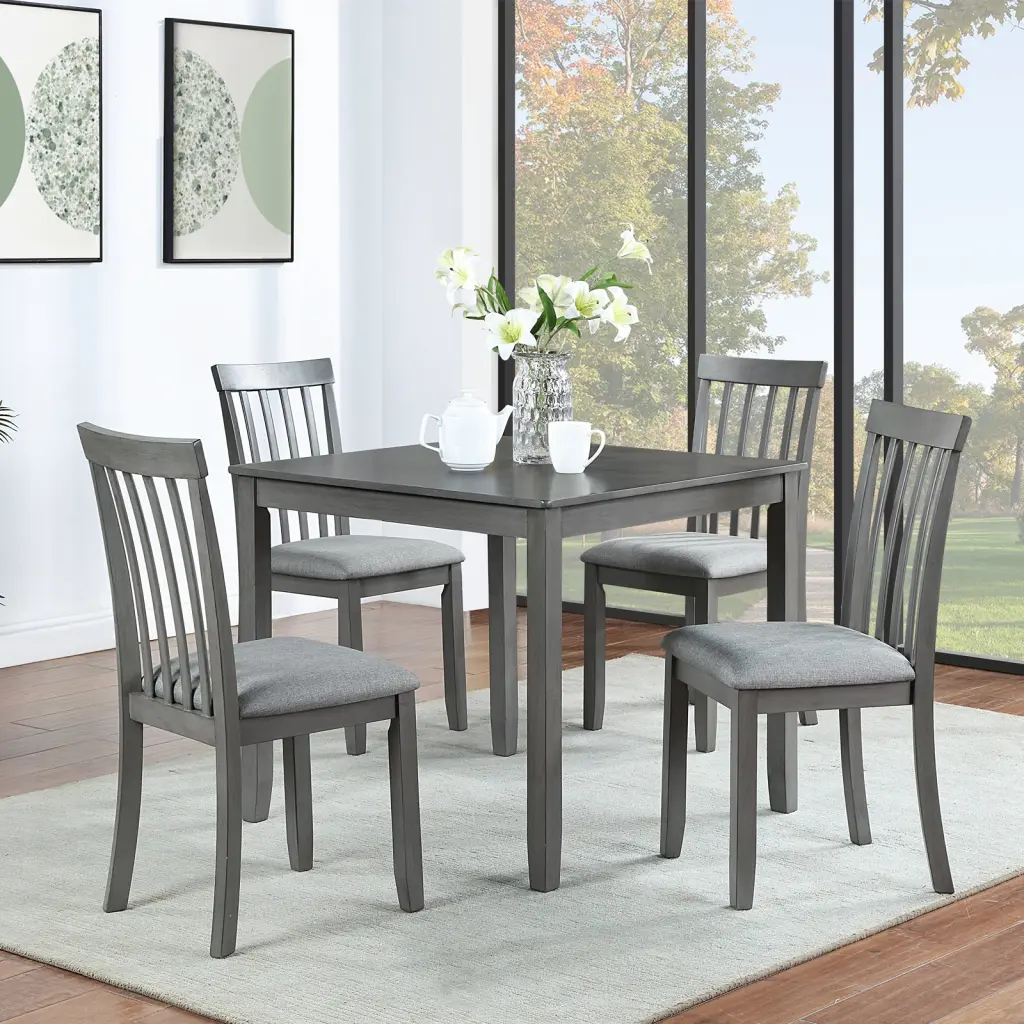 5 Piece Modern Dining Set Square Wooden Table 4 Upholstered Chairs fullbarn e-commerce
