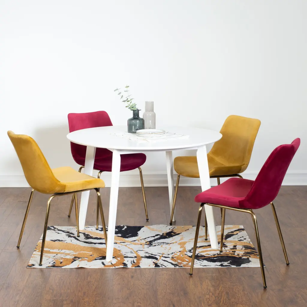 Aufurr Contemporary 5 Piece Dining Set White Round Dining Table Chairs hz