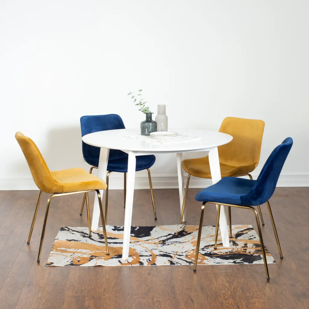 Aufurr Contemporary 5 Piece Dining Set White Round Dining Table Chairs hz