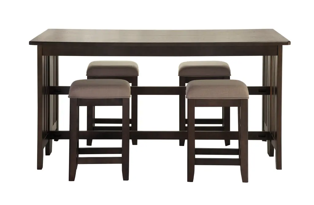 Dark Brown Finished Drop Leaf Table 4 Stools Solid Wood Kitchen Dining Set ihomefurnishings
