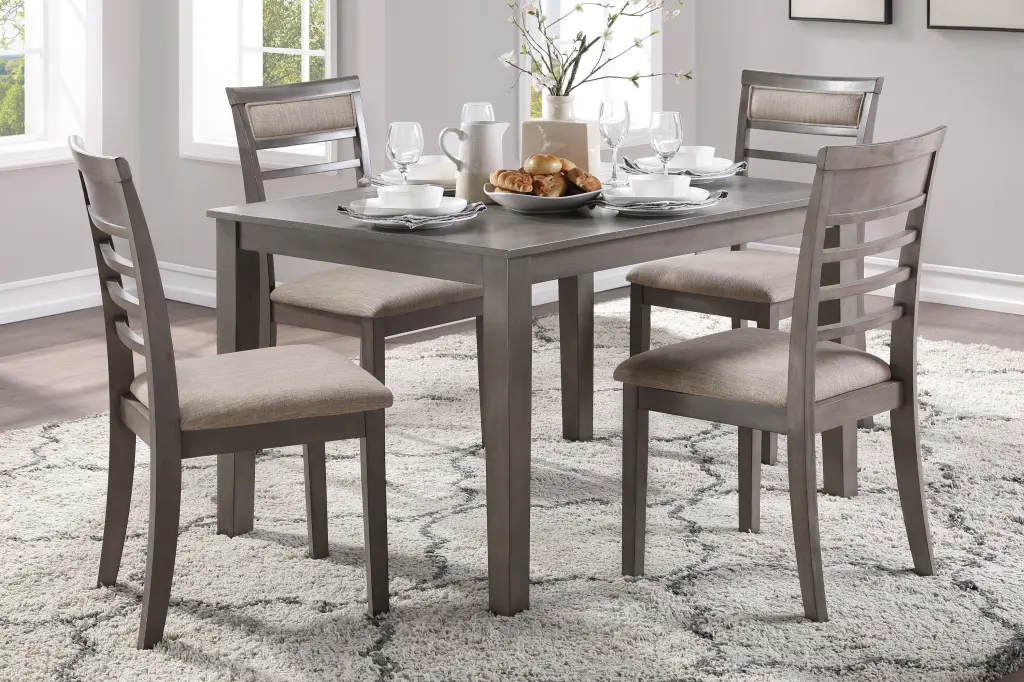 Beautiful Gray Finish 5Pc Dining Set Table And 4 Side Chairs kanepe
