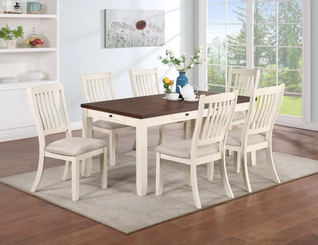 Classic Dining Room Home Decor 7Pc Dining Set Table Drawers and 6 Chairs kanepe