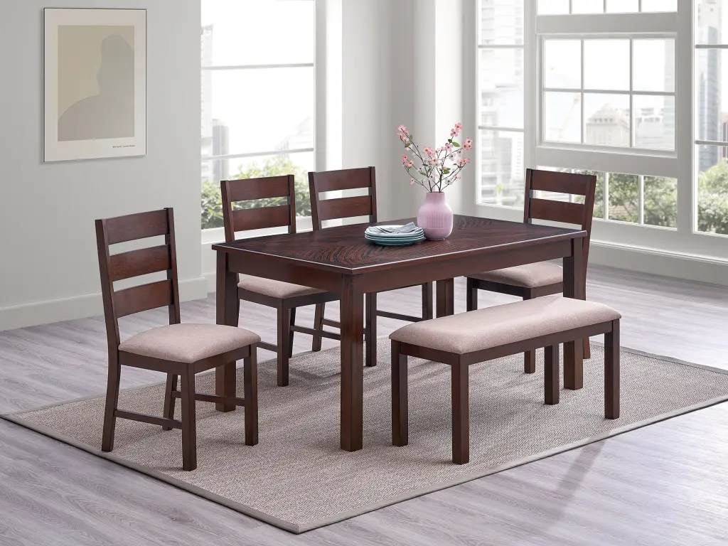 Contemporary Antique Cherry 6 Piece Dining Set Table and 4 Side Chairs kanepe