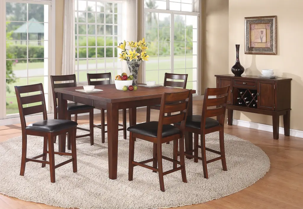 Contemporary Counter Height Dining Table Leaf and 6 High Chairs 7Pc Set kanepe