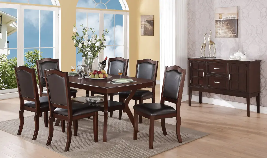 Formal Look Dining Table Shelf And 6 Side Chairs Solid Wood Espresso kanepe