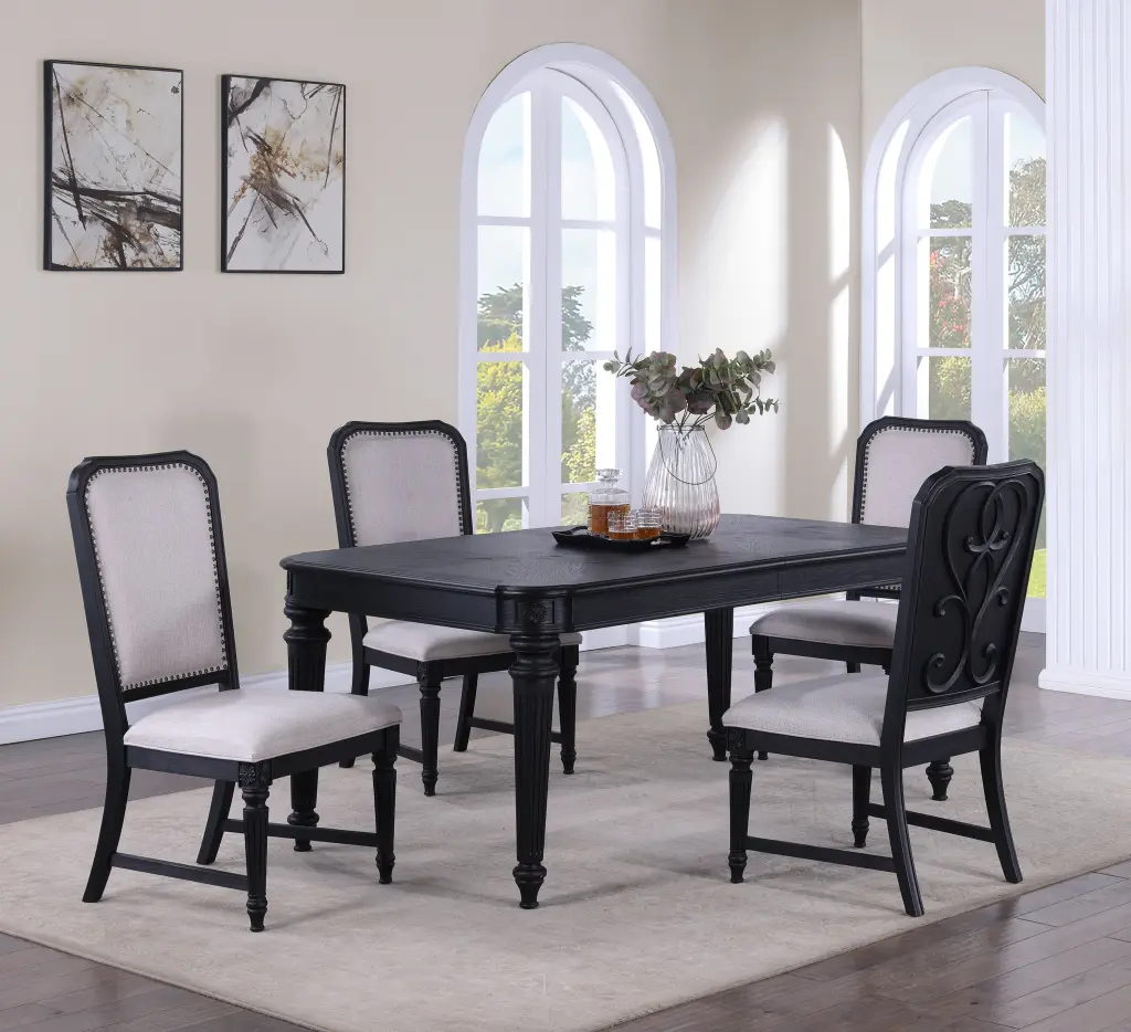 Formal Traditional 5-Piece Dining Room Set Dark Brown Finish 18-Inch Extension kanepe