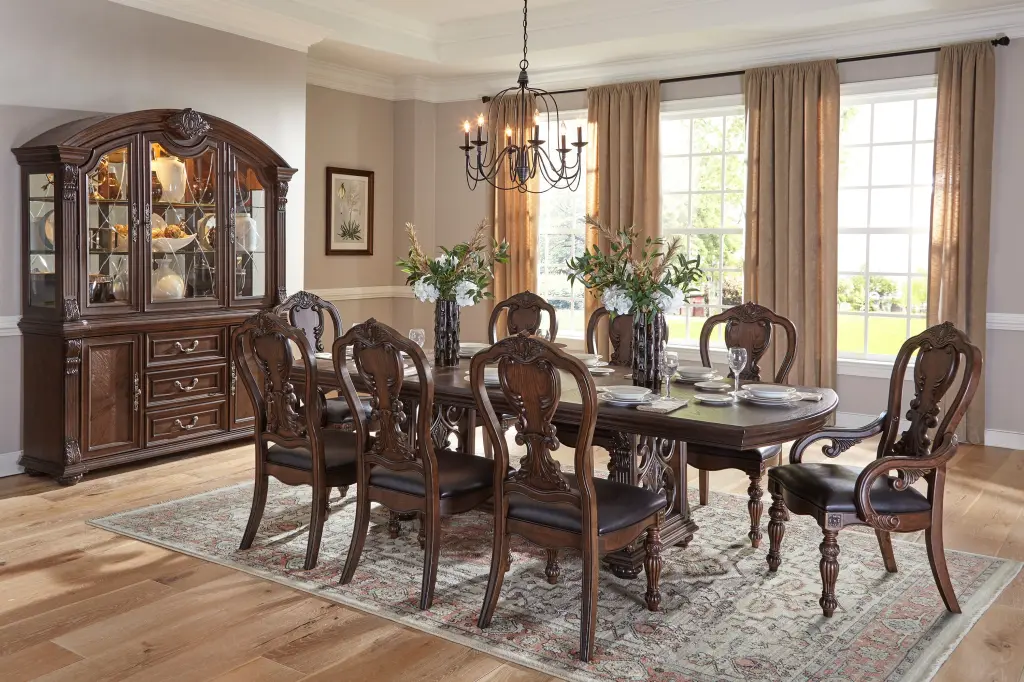 Lavish Style Formal Dining 9Pc Set Dining Table W Extension Leaf 2X Armchairs kanepe
