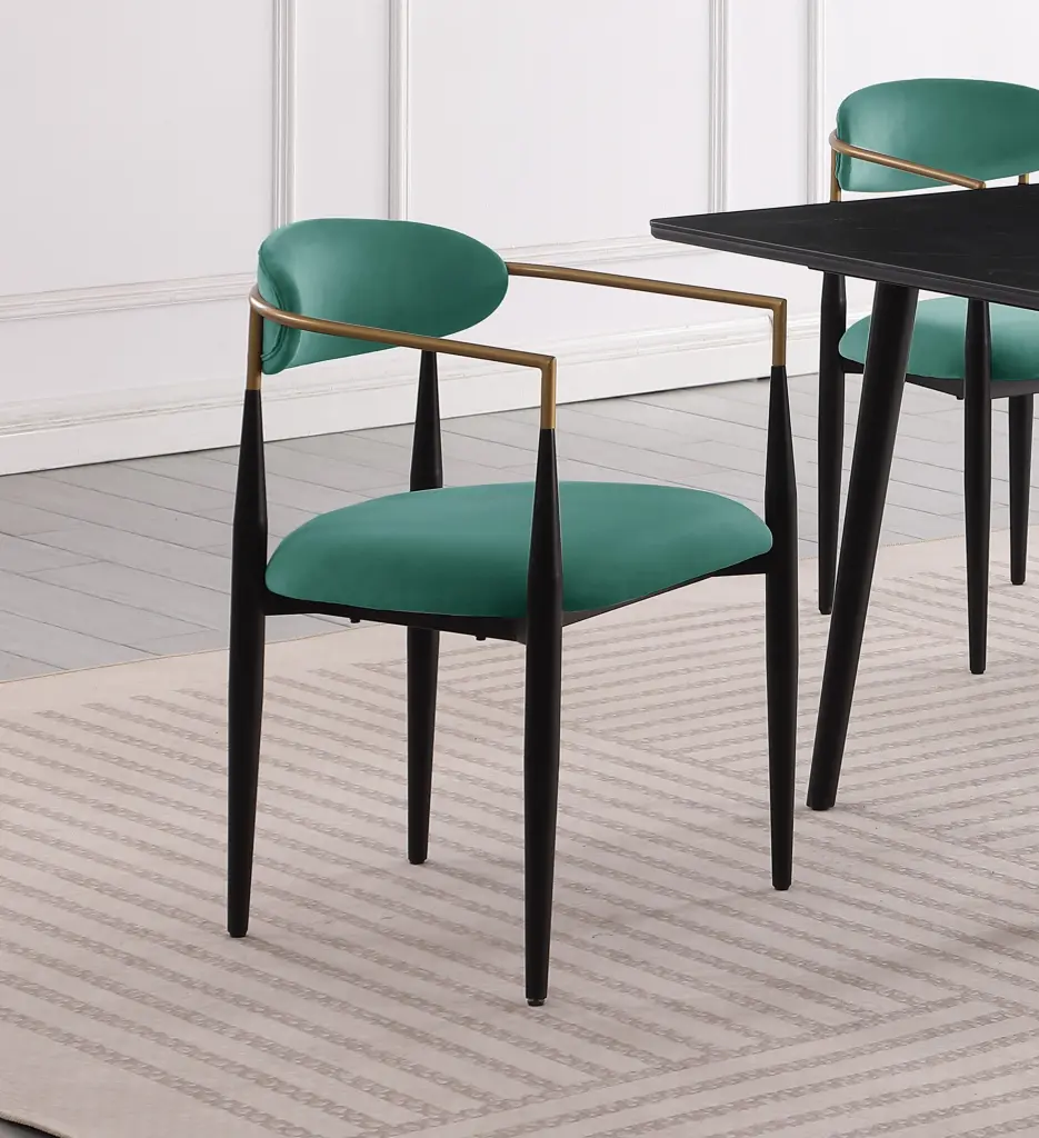 Modern Contemporary 5 Piece Dining Set Black Sintered Marble Table And Green Chairs kanepe