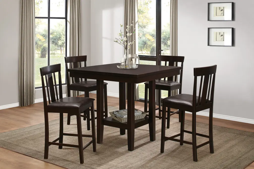5 Piece Counter Height Dining Set Espresso Finish Table Stools kanepe