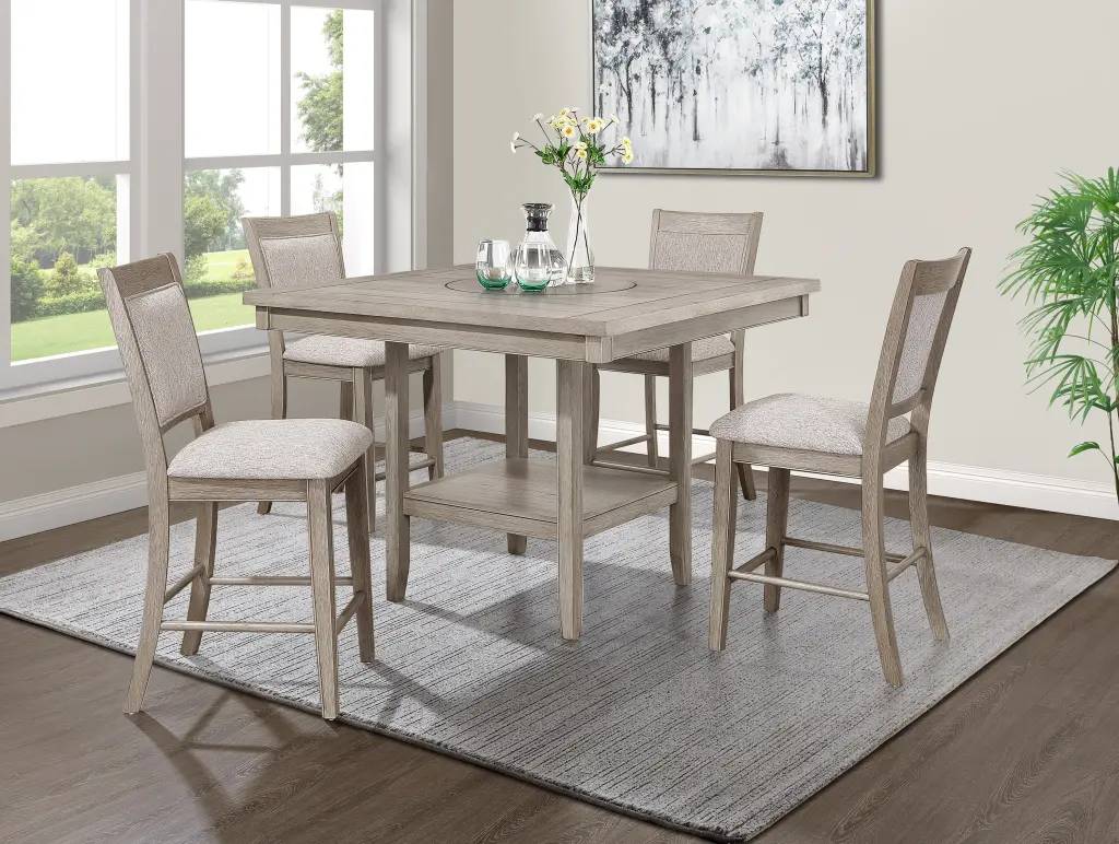 5 Piece Dining Set Contemporary Farmhouse Style Counter Height 20 Inch Table kanepe