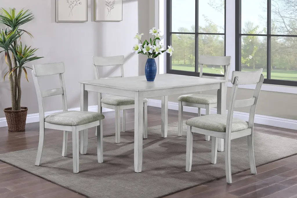 Rustic Farmhouse Transitional 5 Piece Dining Set Rectangular Table kanepe