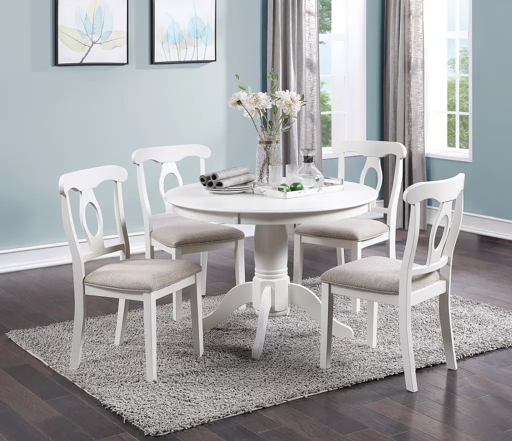 Timeless Design Dining Room 5Pc Set Round Table 4X Side Chairs Cushion kanepe