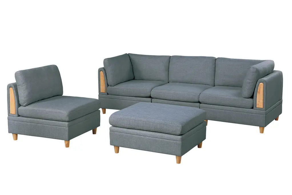 Modula 5 Piece Dining Set Steel Gray Material Modern Contemporary poundex