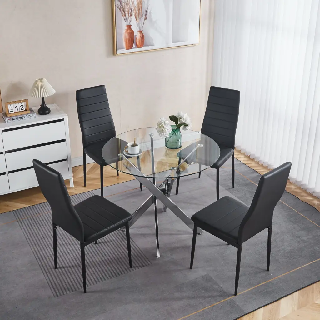 4-5 Piece Dining Set Metal Leg Mid Century Modern Table 4 People rnb