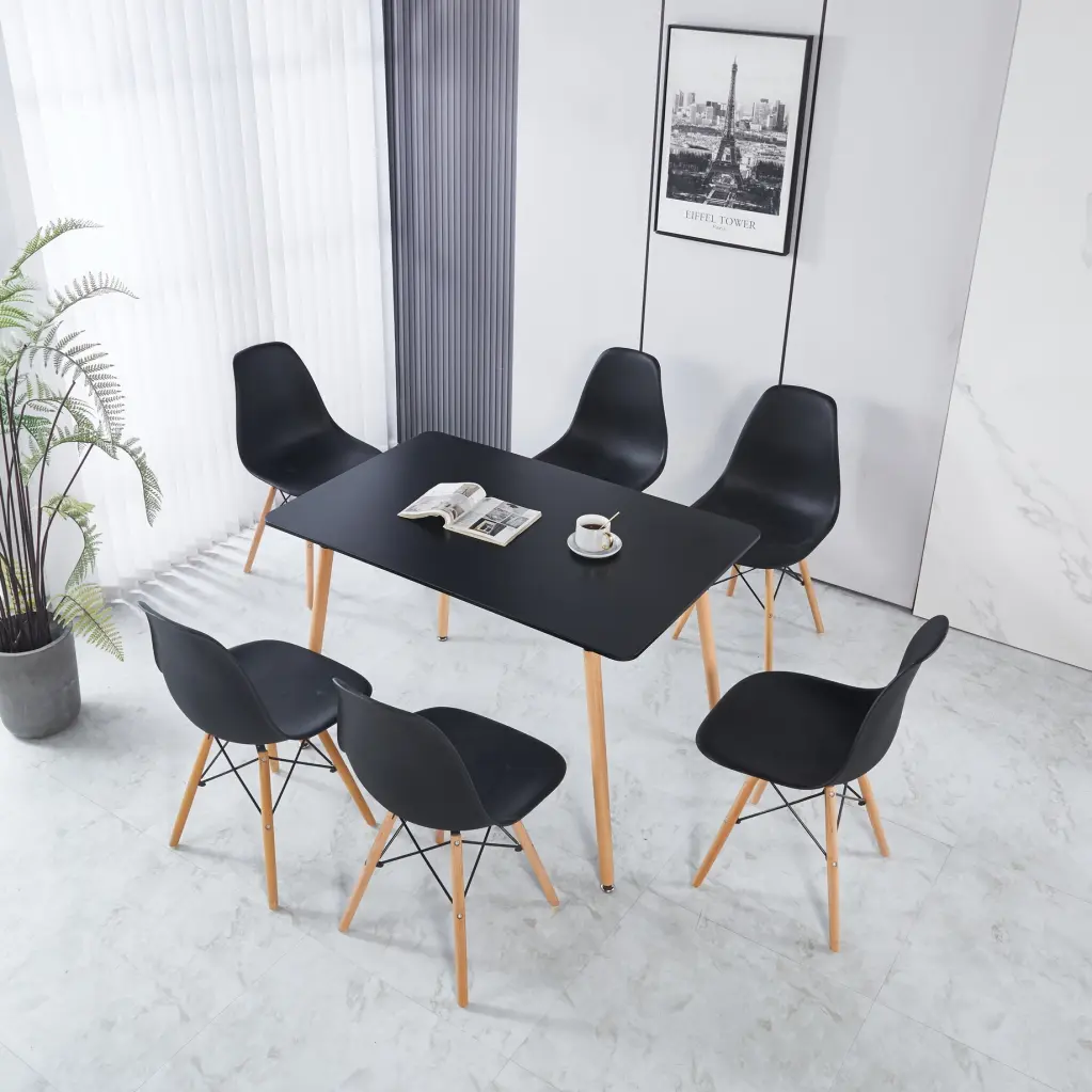 6-7 Piece Dining Set Metallic Leg Mid Century Modern Dining Table 4 People rnb