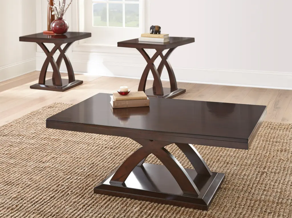 Jocelyn 3 Piece Table Set Brown Timber Dining Set steve silver furniture