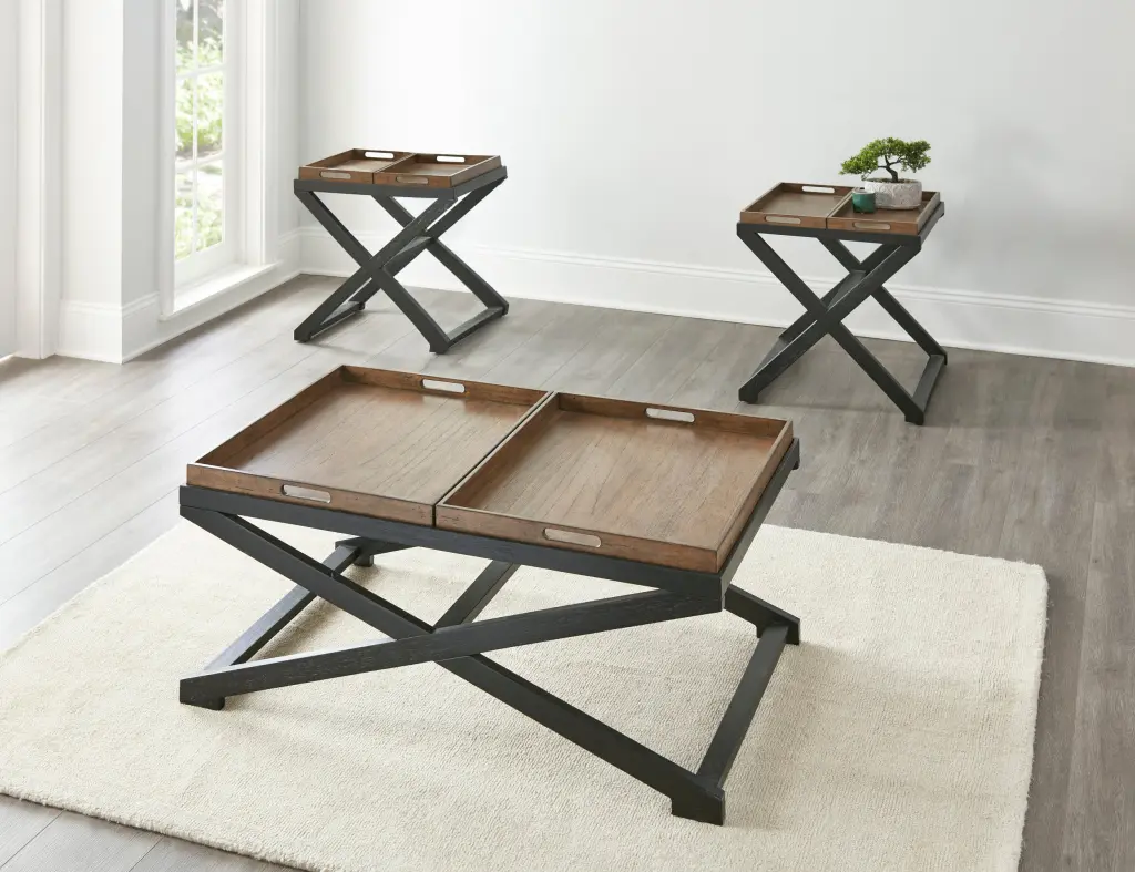 Topeka 3 Piece Table Set Brown Wood steve silver furniture