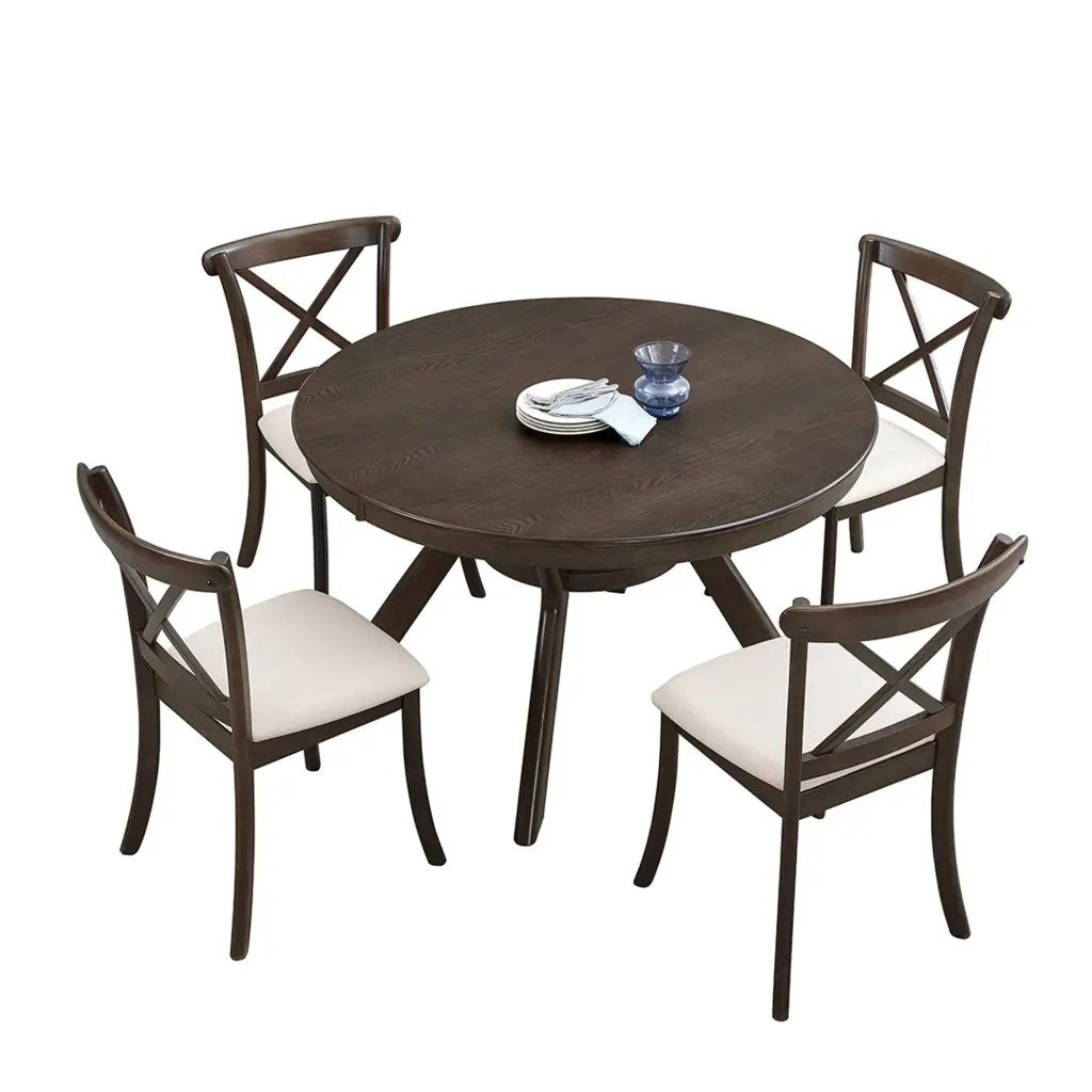 Timberen Dining Table Set Mid Century Modern Round Elastomer Timber Kitchen Table justone