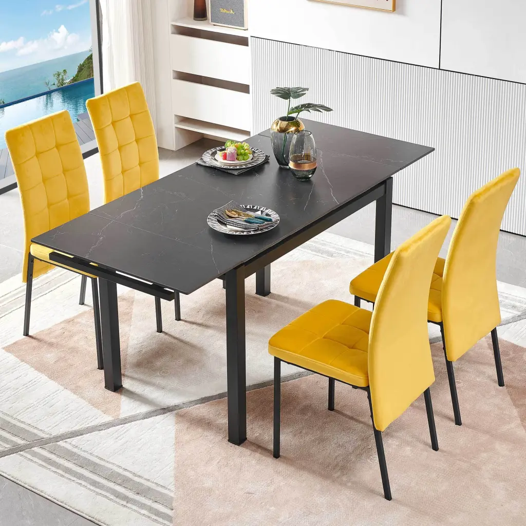 5-Piece Retractable Ceramic Dining Table Set bn smart home w1164