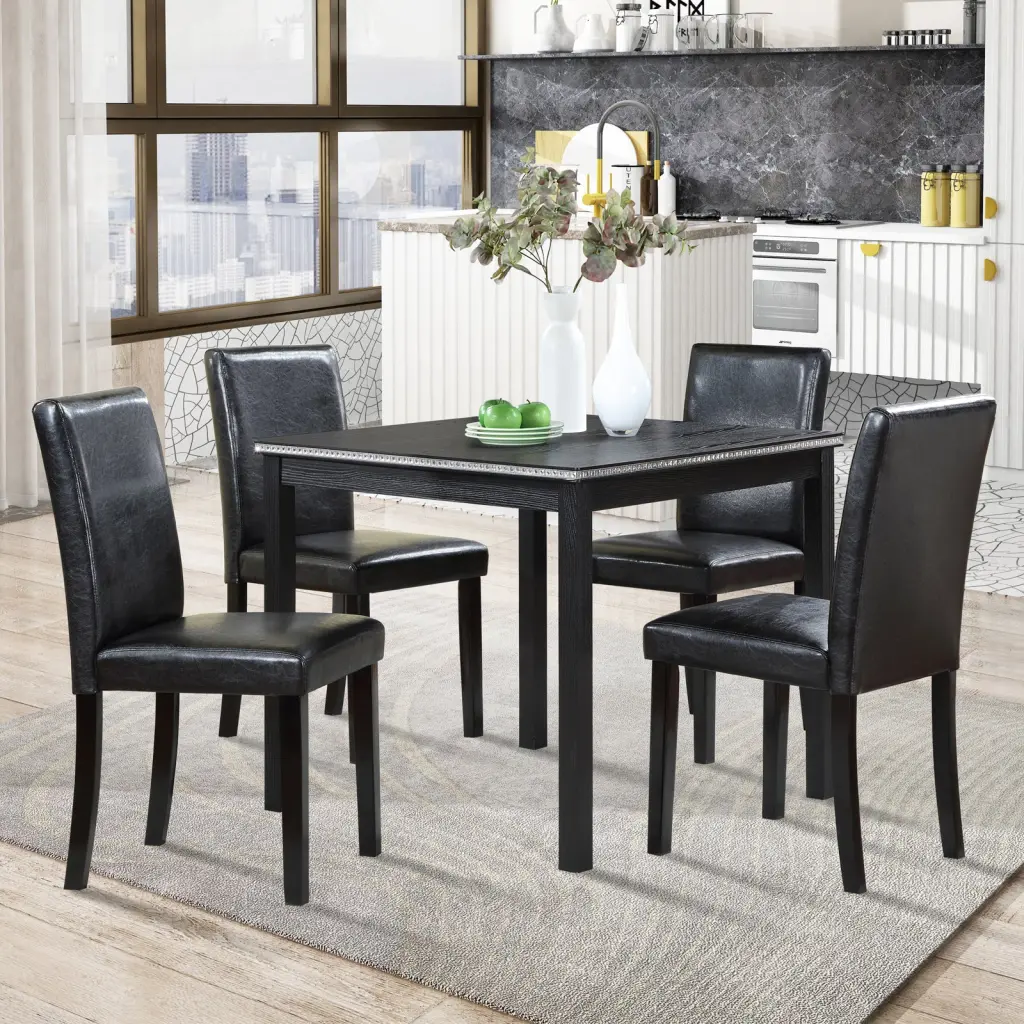 5 Piece Timberen Dining Table Set Kitchen Table Set Square Table And Chairs fullbarn e-commerce