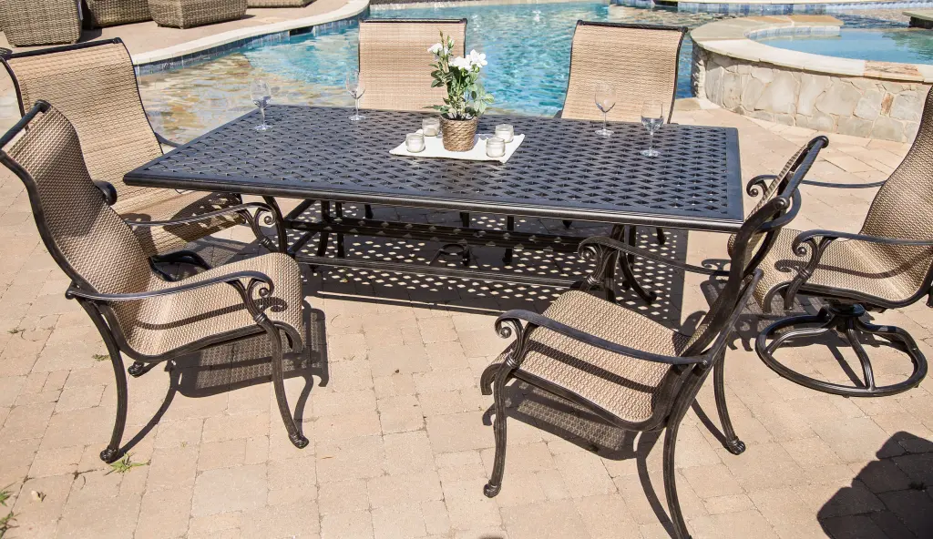 7 Piece Dining Set Antique Metal Alloy Light Metal gathercraft