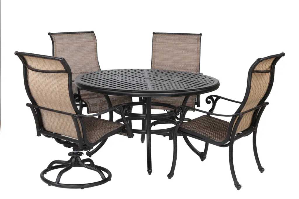 Round 4 Person Dining Set Antique Metal Alloy Light Metal gathercraft