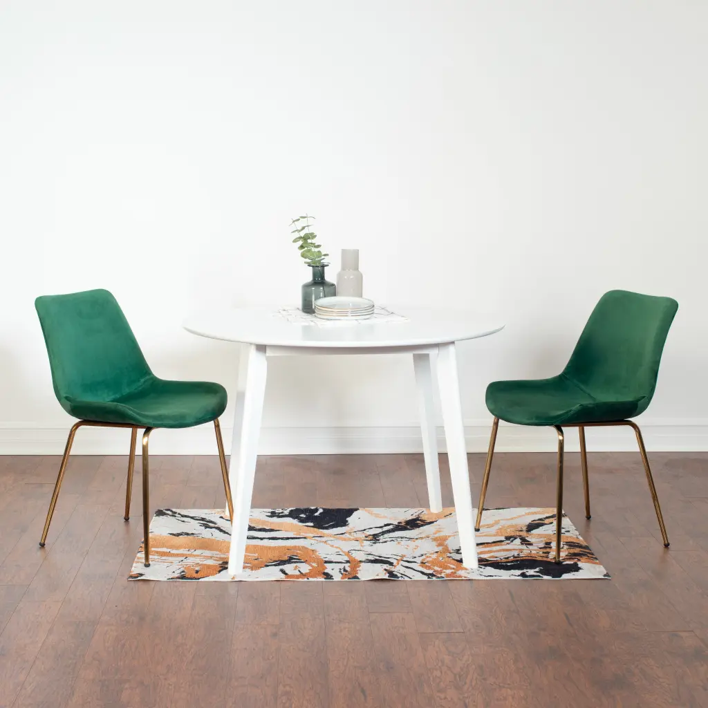 Aufurr Contemporary 3 Piece Dining Set White Round Dining Table hz
