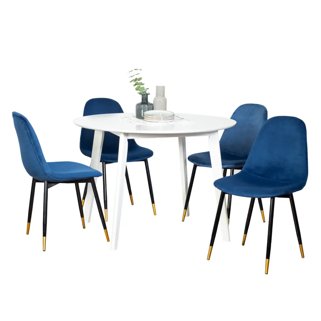 Lassan Contemporary 5 Piece Dining Set White Round Dining Table hz