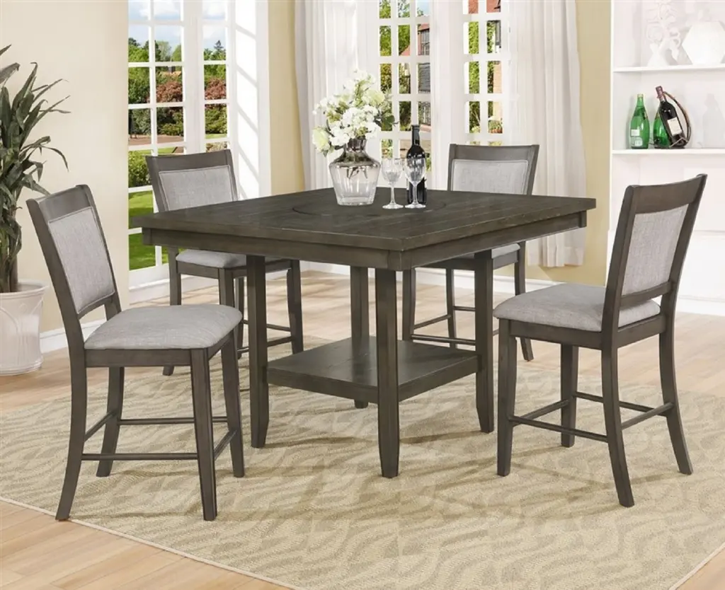 5Pc Dining Set Contemporary Farmhouse Style Counter Height W 20 Inch L kanepe