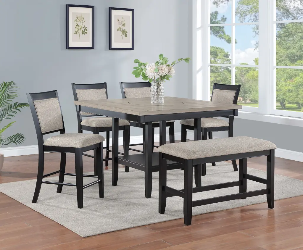 6Pc Dining Set Contemporary Farmhoutilize Style Counter Height 20 Inch Legs - Modern Dining Table Set kanepe