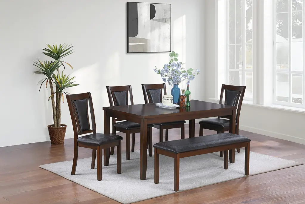 Beautiful Walnut Black 6 Piece Dining Room Set Table and 4 Chairs kanepe