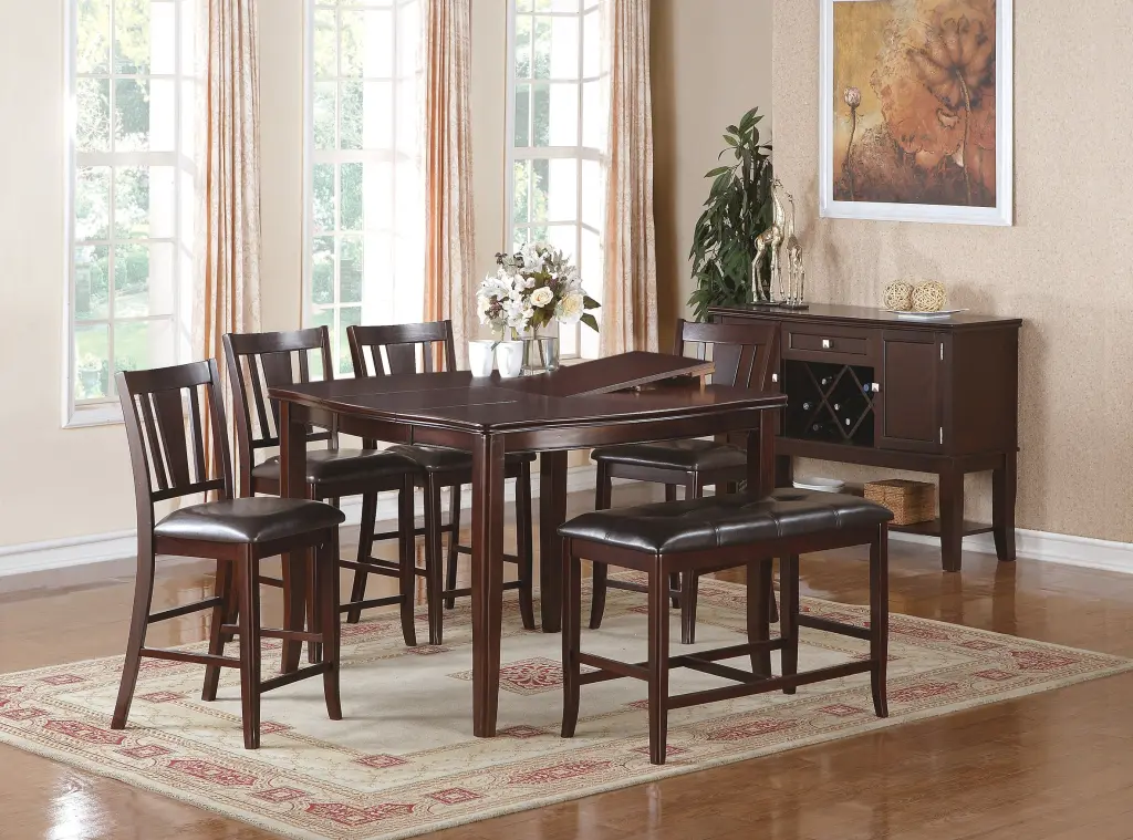 Contemporary Counter Height Dining 6 Piece Set Table Butterfly Leaf 4 Chairs kanepe