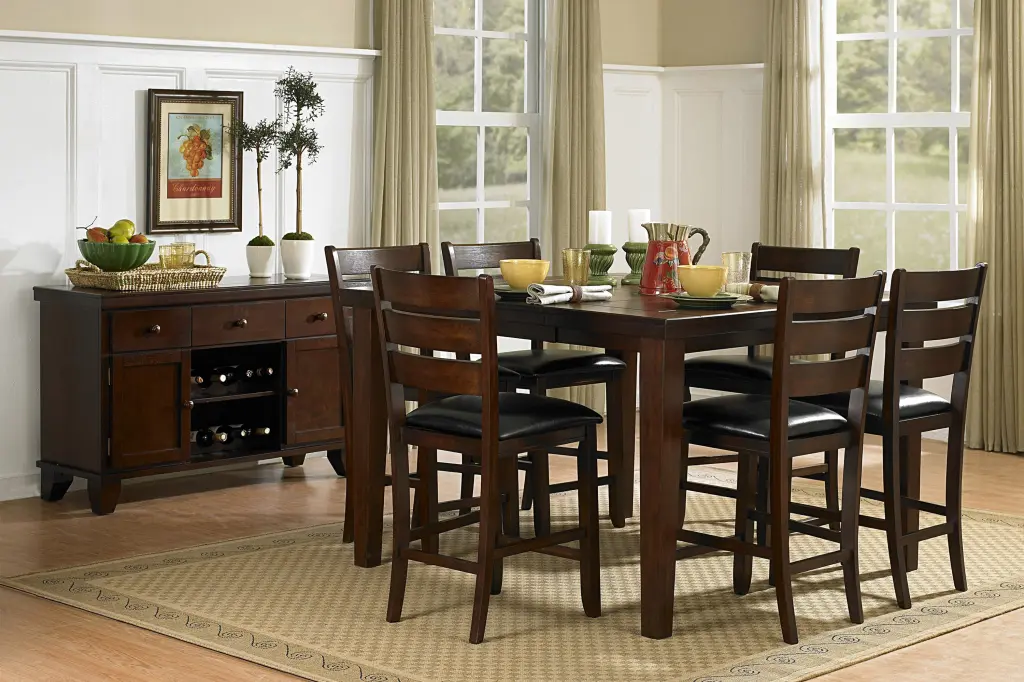 Contemporary 7 Piece Counter Height Dining Set Self Storing Extension Table kanepe