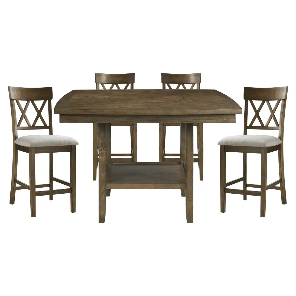 Contemporary 5 Piece Dining Set Counter Height Table and 4 Stools kanepe