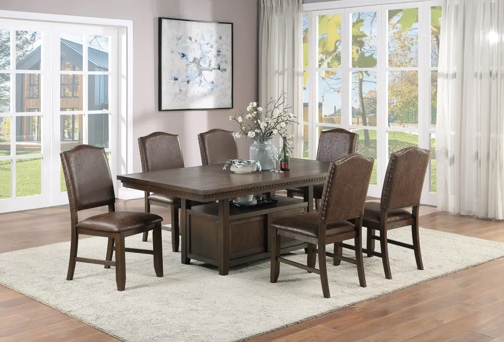 Dining Room Home Decor Rustic Espresso Table Storage Base And Side Chairs kanepe