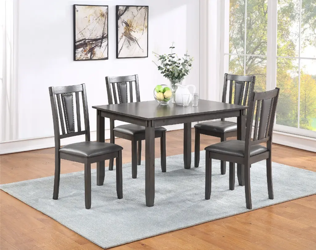 Grey Finish Dinette 5Pc Set Kitchen Breakfast Dining Table Timberen Top kanepe