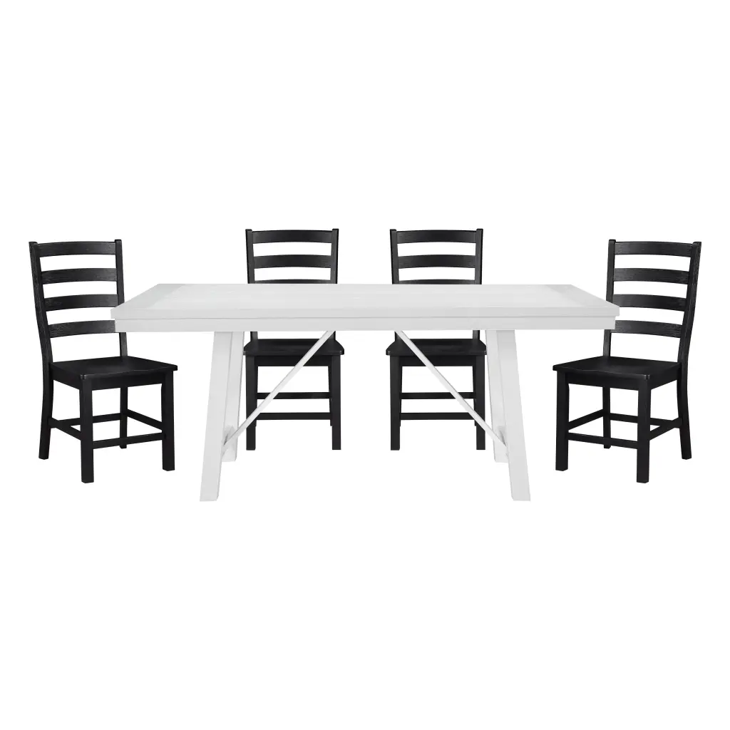 Modern Contemporary Black White 5 Piece Dining Set Table and 4 Side Chairs kanepe
