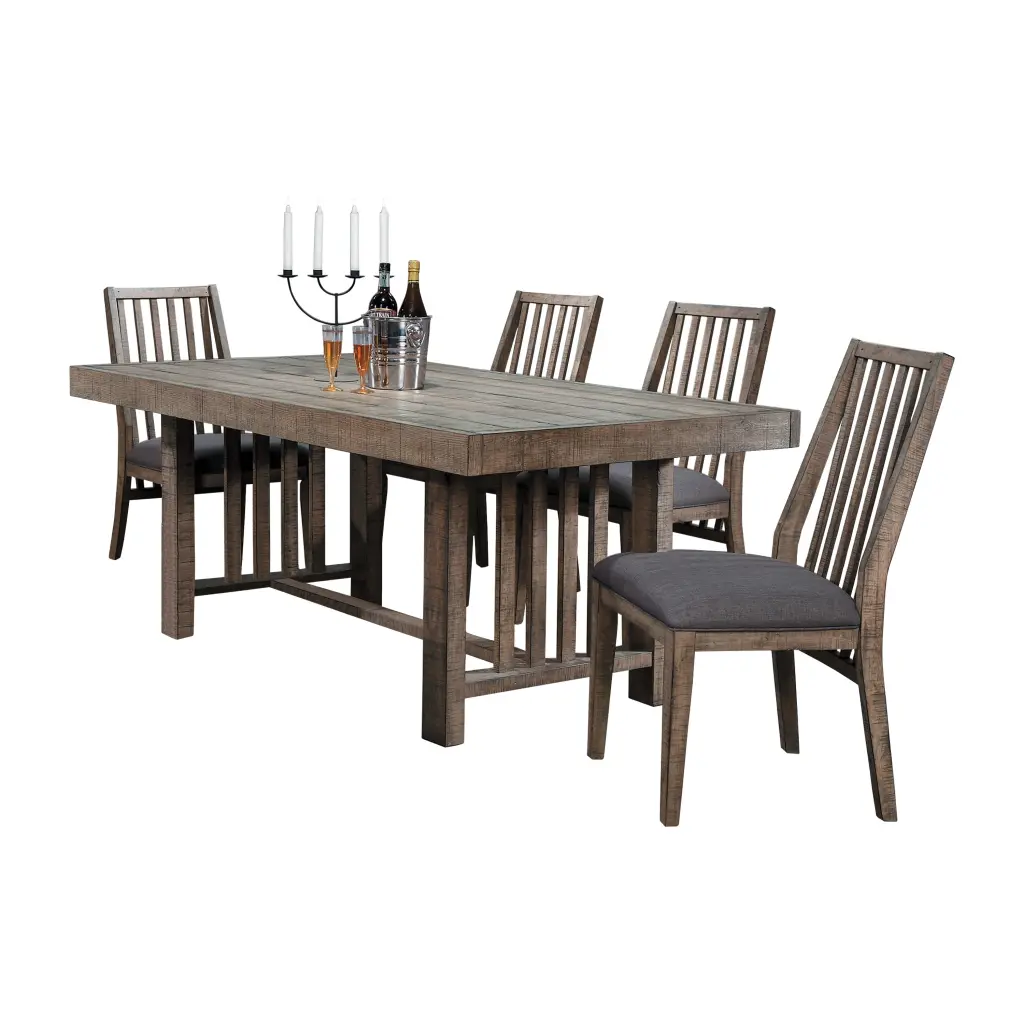 Rustic Design 5Pc Dining Set Table and 4 Upholstered Side Chairs kanepe