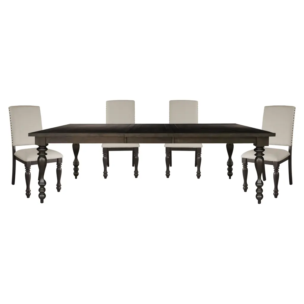 Traditional Brown Finish 5 Piece Dining Set Table Leaf and 4 Side Chairs kanepe