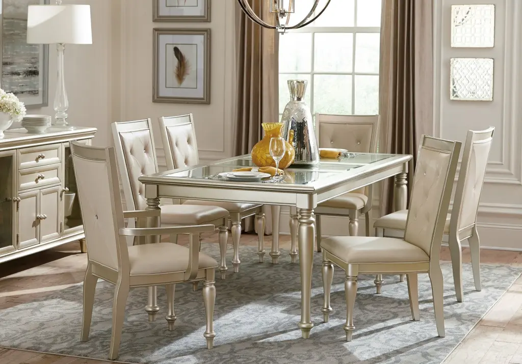 Traditional Design Formal Dining 7Pc Set Table Extension Leaf 2 Armchairs kanepe