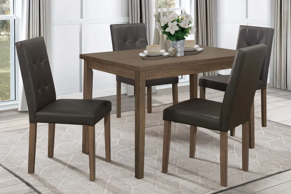 Walnut Brown Finish 5-Piece Dining Set Rectangular Table and 4 Side Chairs kanepe