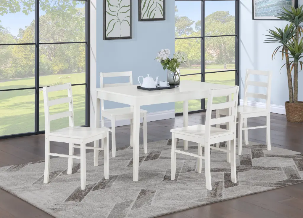 Lavinia 45 Inch 5 Piece White Dining Set Timber lilola home